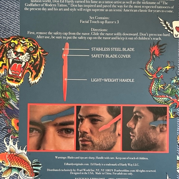 Ed Hardy 3 pc men's Facial Touch-up Razor Set travel grooming kit & Razor See - Picture 11 of 12